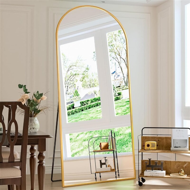 Antok Łukowe lustro pełnej długości, łukowe lustro podłogowe 71 x 26 cali, lustro bez szkła pełnej długości ze stojakiem, wolnostojące lustro podłogowe