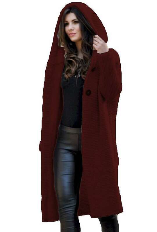 VOLALO Sweater rajut wanita, kardigan panjang mantel longgar lengan kelelawar musim gugur dan dingin