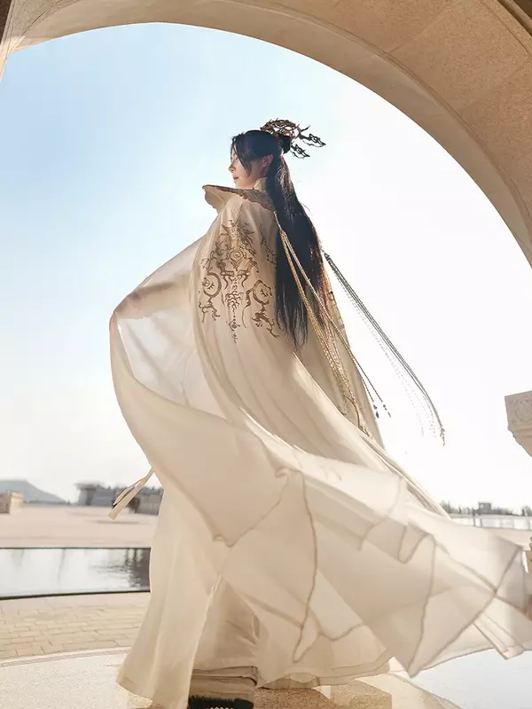Китайское платье ханьфу большого размера 3XL, мужская и женская белая рубашка с вышивкой, штаны, плащ и аксессуары, Мужской винтажный костюм для косплея