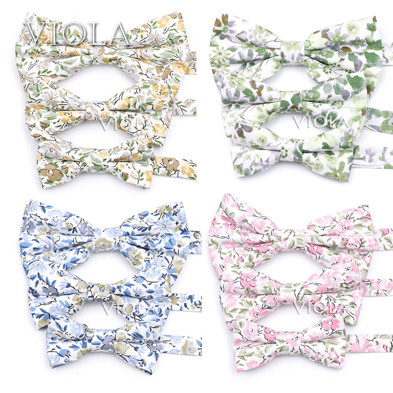 Conjunto bowtie floral de algodão para pai-filho, acessório chique para criança, bebê, homens, borboleta, pai, filho, jantar, presente de casamento, 3 tamanhos, quente