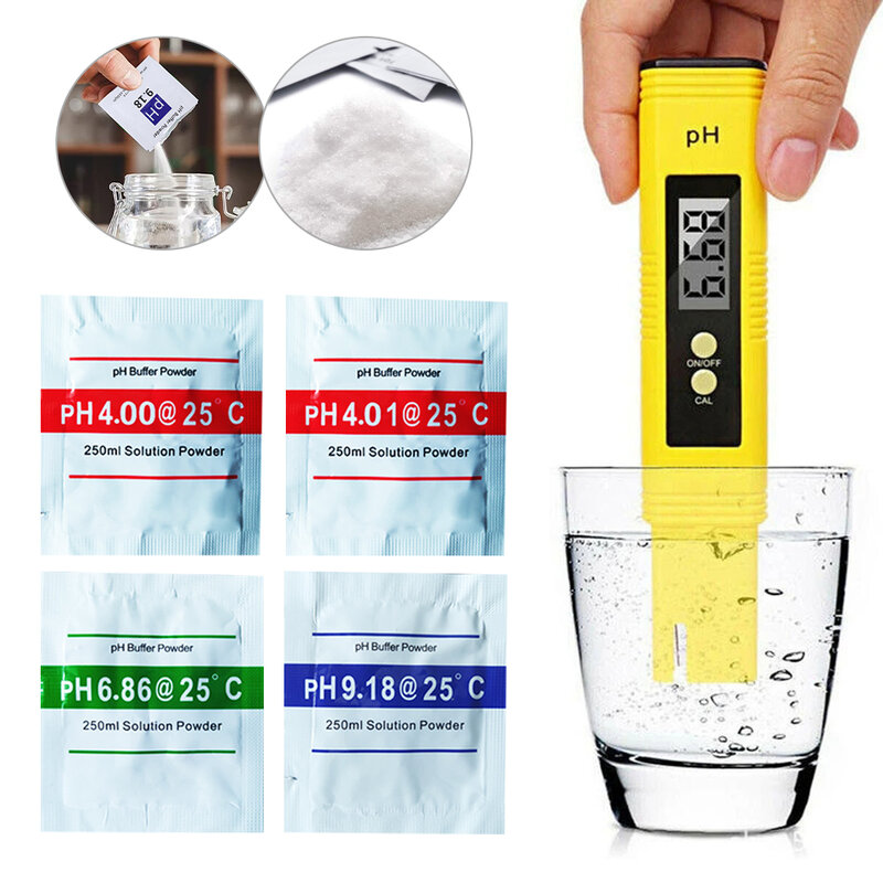 Polvo de calibración PH para piscina, herramienta de medición de precisión, solución de 4,00, 4,01, 6,86, 9,18