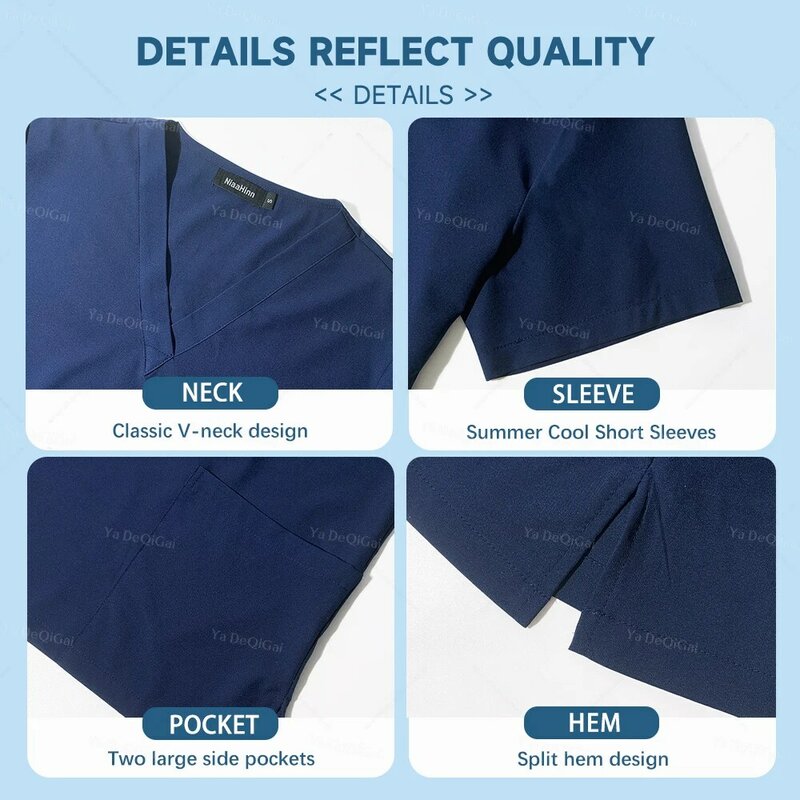 Slim Fit Pocket Top e Calças Retas, Conjunto de Esfoliantes Médicos, Uniforme Médico, Acessórios de Enfermagem, Cirurgia Workwear