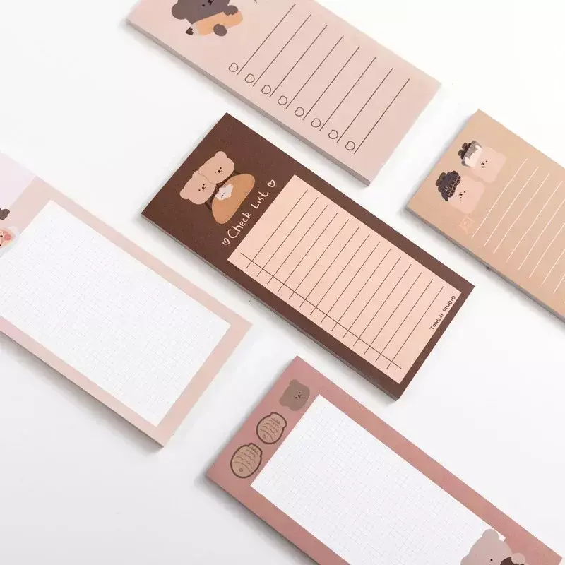 50 lembar lucu biskuit Korea bantalan Memo beruang catatan pesan dekoratif catatan Periksa daftar alat tulis perlengkapan kantor