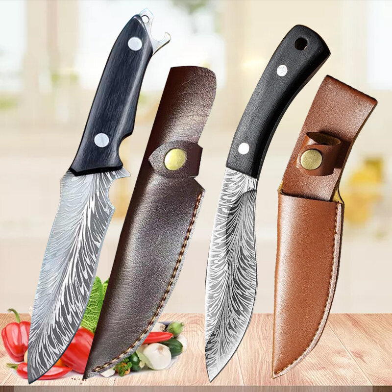 Cuchillos de barbacoa Mongol de acero inoxidable para cocina, cuchillo para deshuesar carne, cuchillo para rebanar verduras, cuchillo para fruta para el hogar