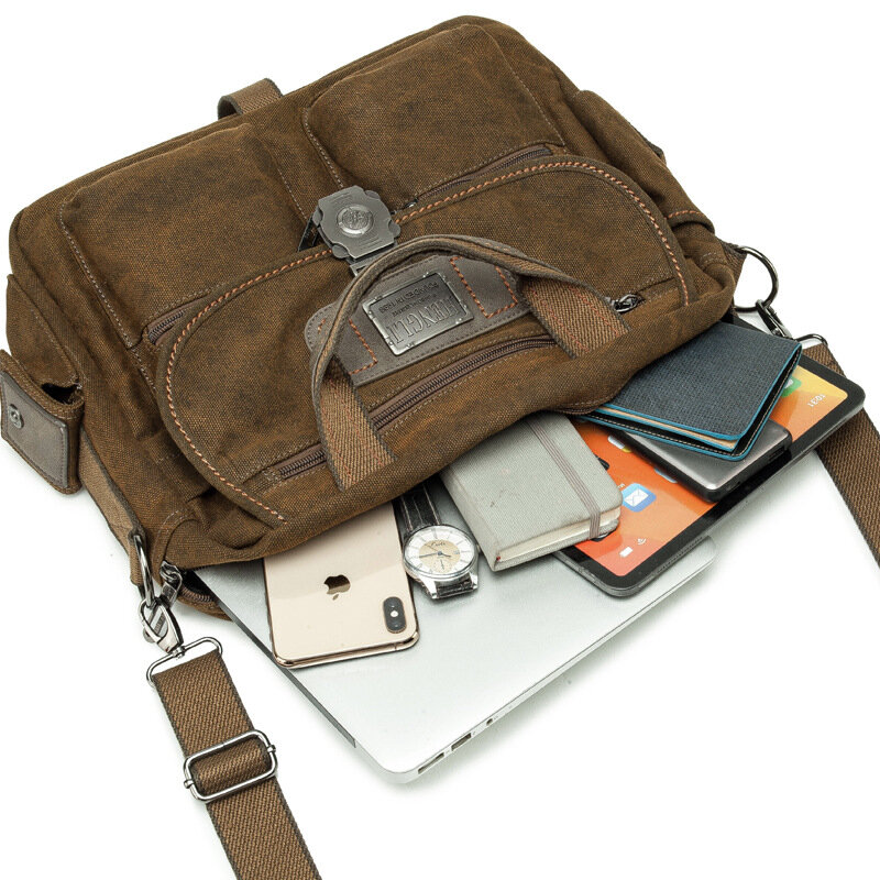 Bolsos de mensajero de lona Retro para hombres, maletín de hombro multifunción, bolso de viaje de ocio, kit de herramientas, paquete Vintage, mazo