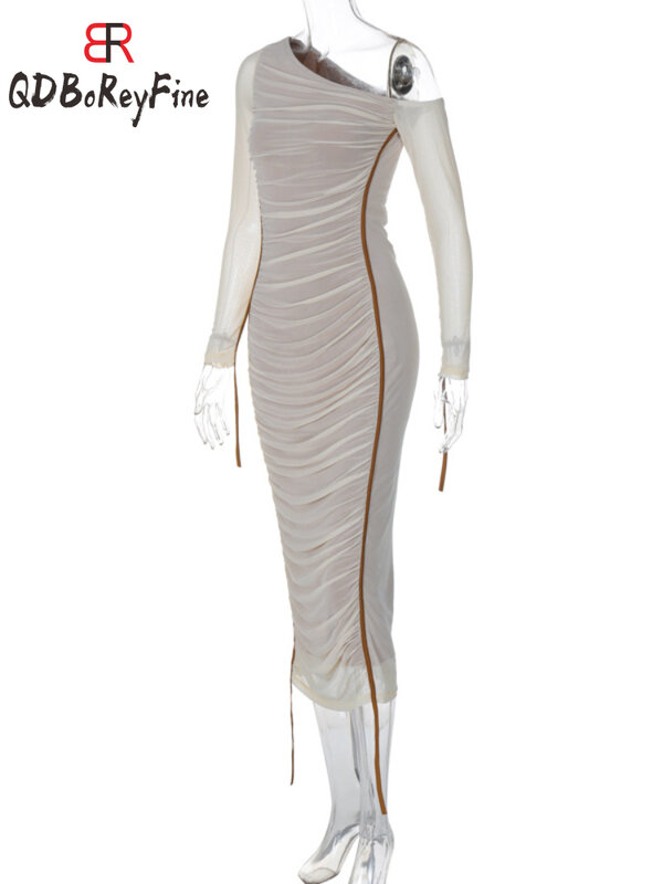 Новинка лета 2024, платье для женщин Bocycon, сексуальное Сетчатое платье средней длины на одно плечо для фитнеса, женские вечерние свадебные платья, уличная одежда