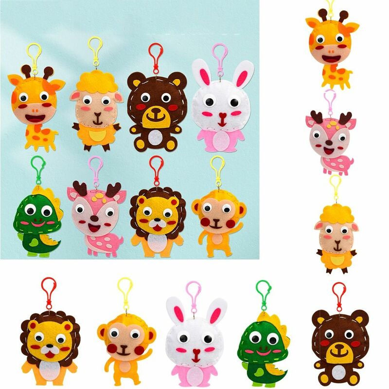 Giocattolo Montessori Baby ciondoli animali fai da te artigianato Cartoon Animal Arts Crafts Charms portachiavi in tessuto Non tessuto pacchetto materiale