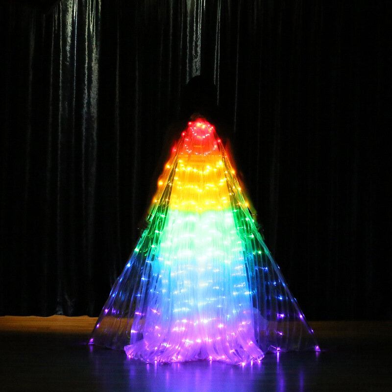 LED Rainbow Luminescente Cor Manto Dançarinos, Borboleta Asa, Performance de Palco, Dança do Ventre, Festa de Carnaval, Foto Prop