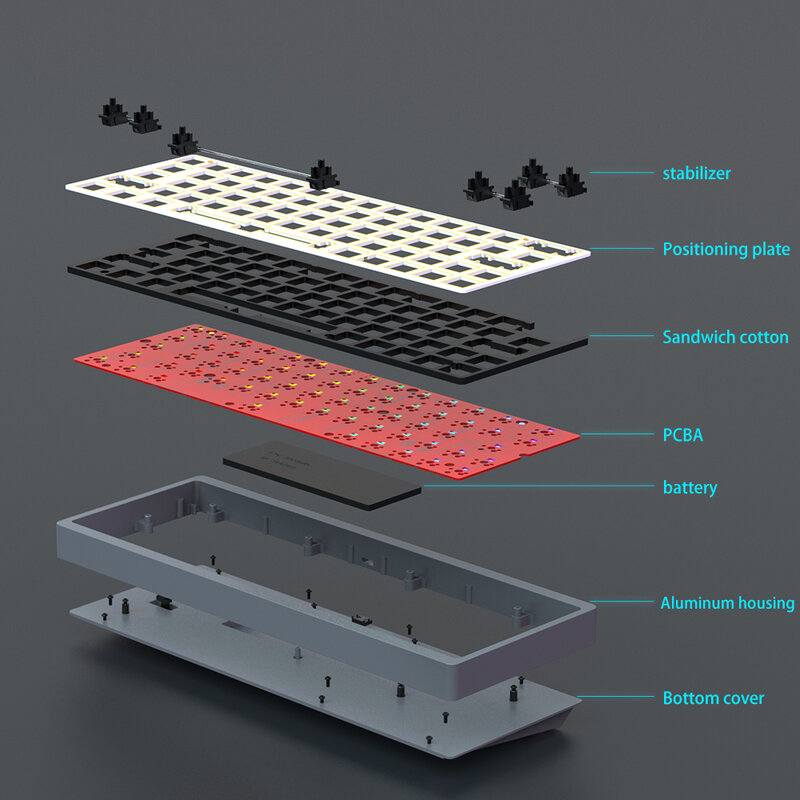 DIY Aluminum Alloy cnc Process BT 2.4G Wired RGB Backlight Mechanical Keyboard