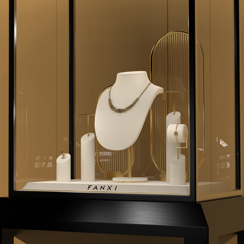 Conjunto de exibição de jóias colar pulseira relógio janela adereços retrato pescoço mold gabinete