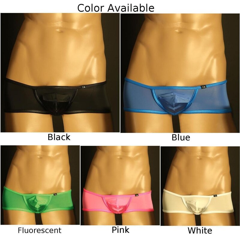 Roupa íntima masculina de baixo crescimento colorido, cuecas gays sexy, bolsa sedosa e lisa, cuecas elásticas semi-transparentes, lingerie