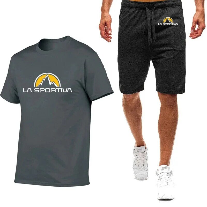 2024 musim semi musim gugur baru pria La Sportiva Logo cetak kasual ritsleting berkerudung nyaman warna Solid Splicing jaket katun