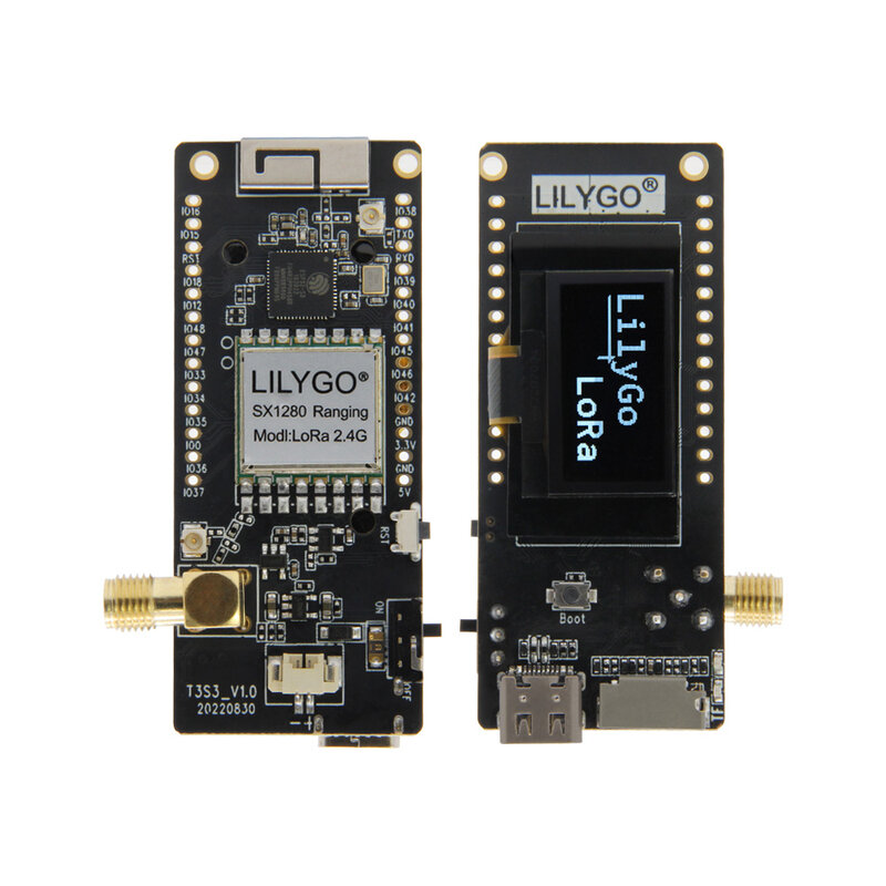 LILYGO® T3S3 V1.0 ESP32-S3 LoRa SX1280 2.4G Papan Pengembangan WiFi Bluetooth Modul Nirkabel 0.96 Inci OLED Tampilan Tipe-c