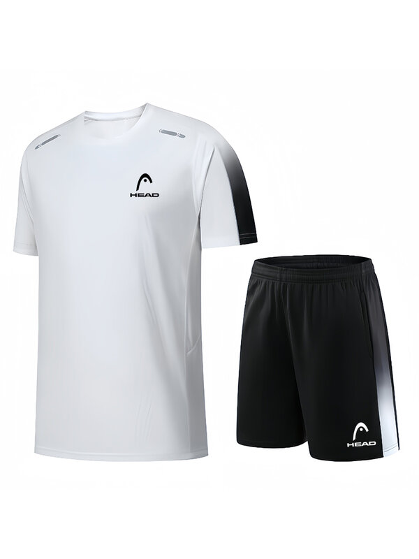 Ropa Deportiva de verano Padel para hombre conjunto de camisetas y pantalones cortos de entrenamiento de tenis chándal de baloncesto holgado transpirable