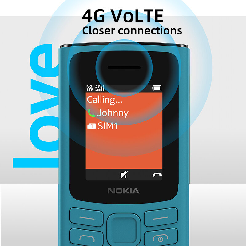 Nokia-4g dual sim celular 105, bateria 1020 mah, ultra-long, espera com jogos de lanterna, rádio fm, robusto, botão, novo