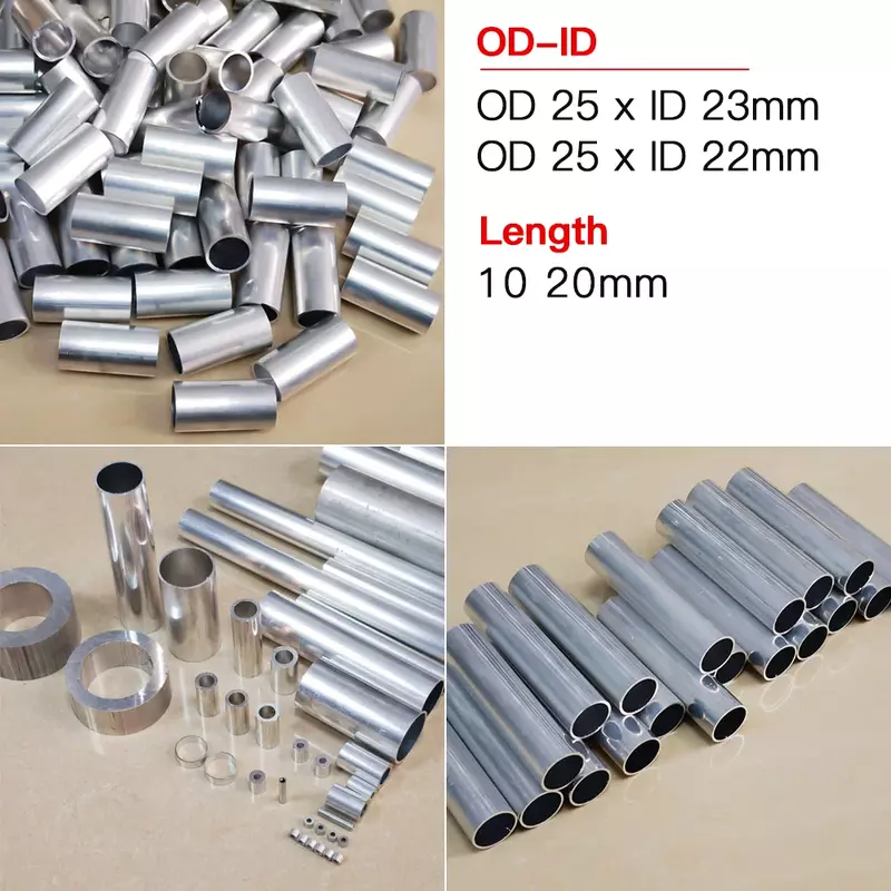 10-20 buah tabung Aluminium OD 25mm tabung Aloi 25mm pipa diameter luar ukuran 25*1 25*1.5 panjang tabung berongga Aluminium 40mm