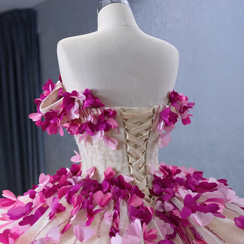 Элегантные платья для девушек, бальные платья с вырезом сердечком и открытыми плечами, платье с 3D аппликацией и шлейфом для фотографий, индивидуальный пошив