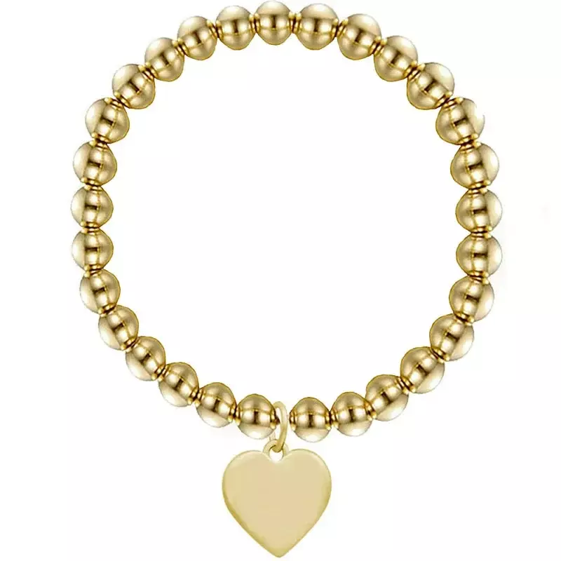 CHW1 gioielli per feste da donna ciondolo a cuore bracciale in corda elastica in acciaio inossidabile con catena di perline braccialetti da donna