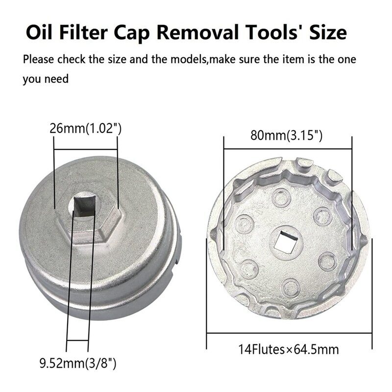 2X Oliefiltersleutel Oliefilter Cap Removal Tool 14 Fluit Voor Toyota Lexus Prius Scion CT200H Voor 1.8L 4 cilinder Motor