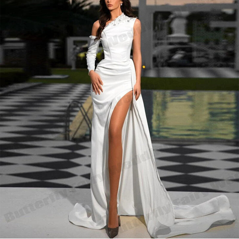 Female Formal High Fork Evening Dresses Long Party Casual Summer Occasion Soft Elegant Sexy Luxury Night Club Dresses For Women