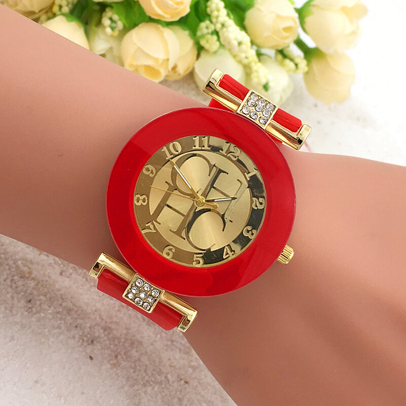 Relógio de quartzo casual feminino, Relógios de silicone, cristal dourado, relógio de pulso esportivo feminino, relógio quente, nova moda
