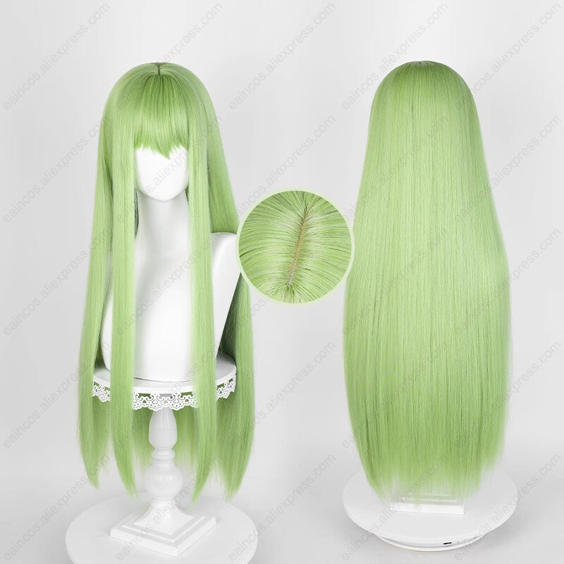 FGO Enkidu Cosplay Wig 80cm Long Straight Light Green Mixed Color Wigs Heat Resistant Synthetic Hair