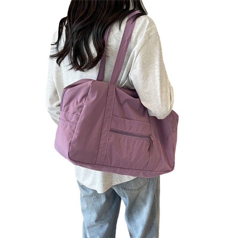 Bolsa ombro feminina nylon, bolsa capacidade à prova d'água com travesseiro, bolsa compras feminina para