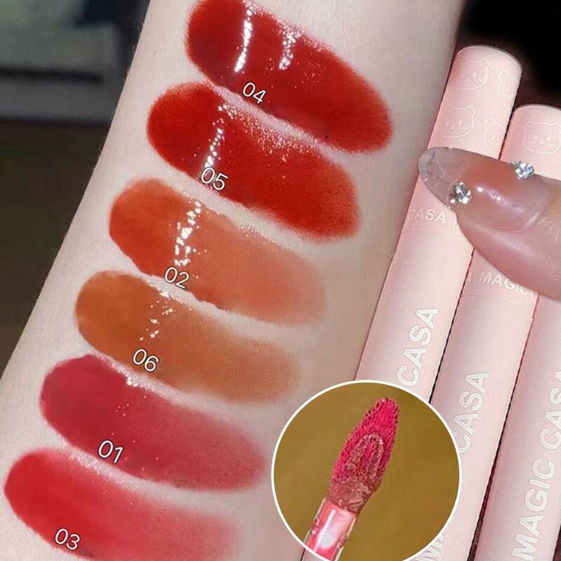 Baru 6 warna cermin Jelly Lip Gloss pelembab air lipstik tahan air cairan tahan lama warna bibir Makeup Glossy kosmetik Q5S4