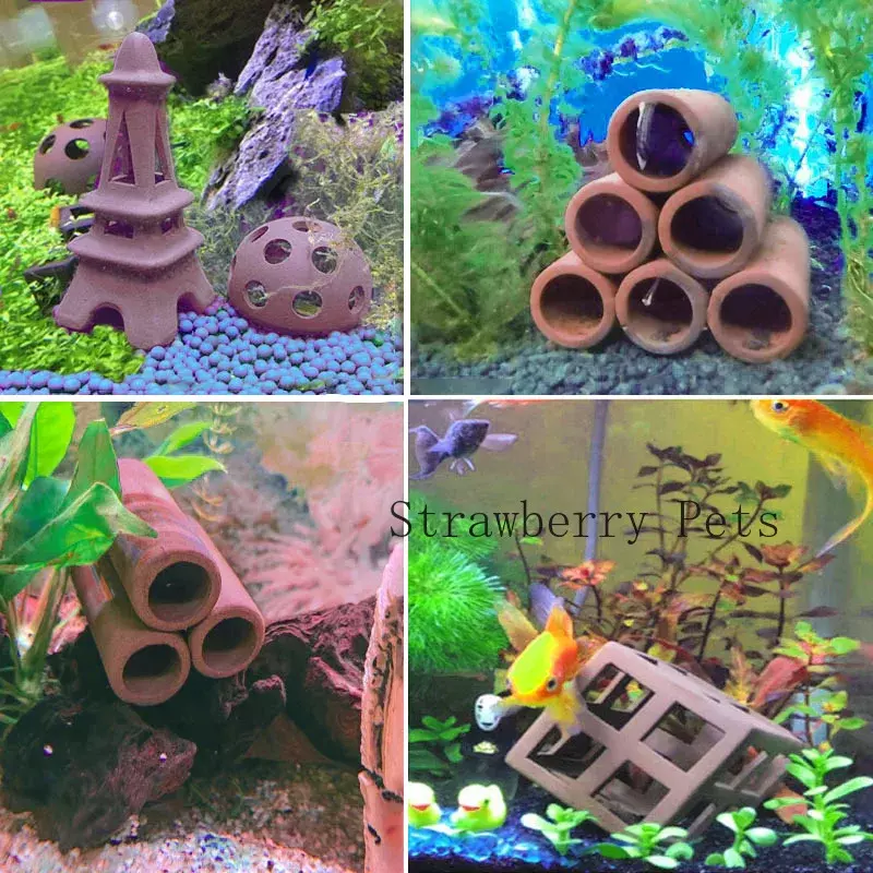 Ceramic Aquarium Decoration Fish Shrimps Shelter House Pottery Scorpion House Canister Simulation Stone Fish Tank Decor Great