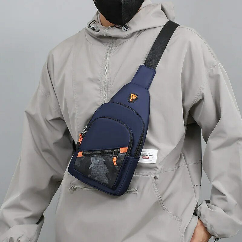 Borsa a tracolla Casual portatile con stampa casuale semplice da uomo 1pc, borsa a tracolla in Nylon alla moda