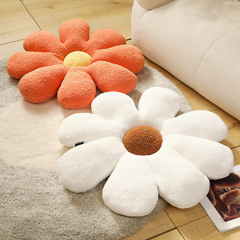 50-80cm Fluffy Colourful Flower Cushion Decorative Pillows For Sofa Soft Chair Seat Cushion Huggable Plush Toy Girly Home Decor
