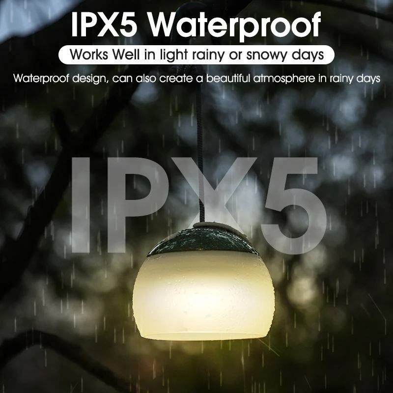 WEST BIKING lampu Kemah portabel, lampu tenda 3600mAh baterai USB-C dapat diisi ulang IPX5 tahan air