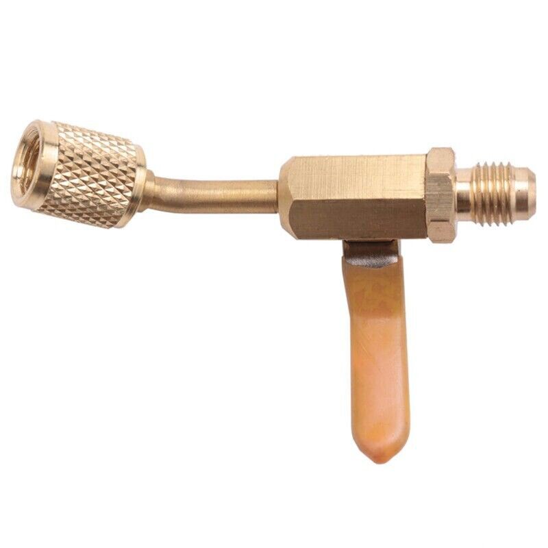 R410a R134a Brass Shut Valve For A/C Charging Hoses HVAC 1/4inch AC Stop Valve 90mm Length For Air Conditioning Charge Hose