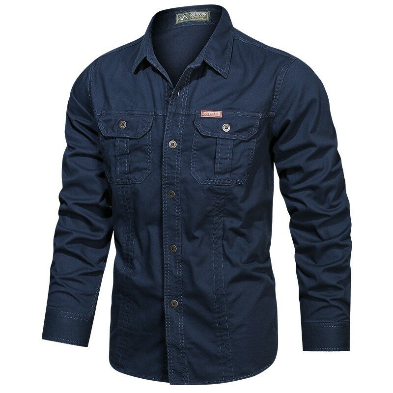 Camisa informal de manga larga para hombre, camisa 2023 de algodón militar, ropa de marca, blusa de alta calidad, 5XL, novedad