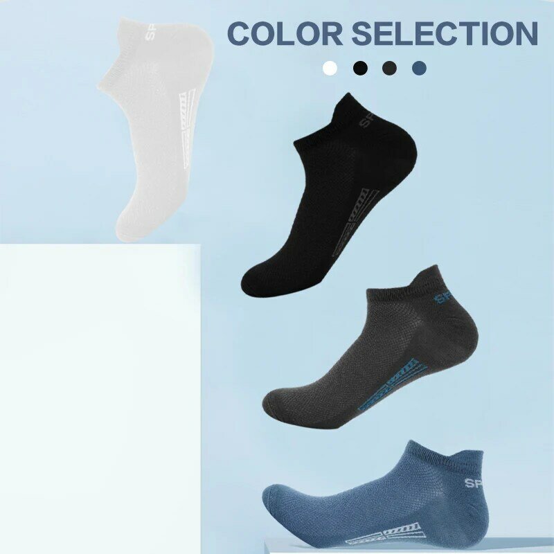 2024 New 5 Pairs/Lot High Quality Men Ankle Socks Breathable Cotton Sports Mesh Casual Athletic Thin Cut Short Plus Size