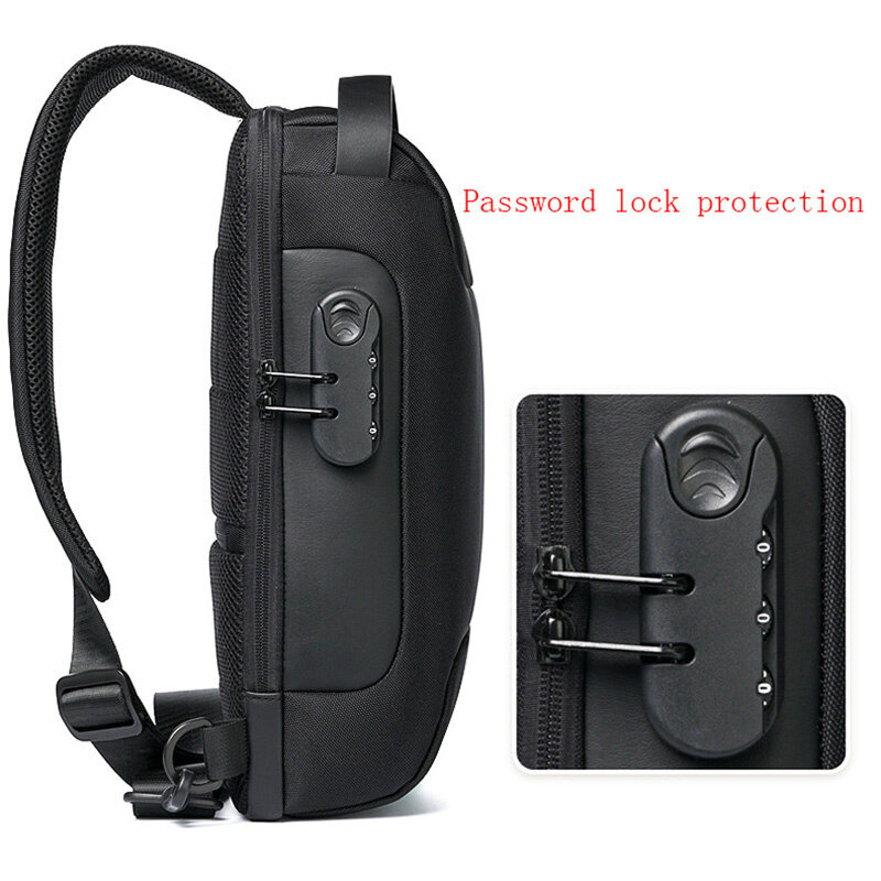 オックスフォード-男性用バックパック,USB充電ポート付きリュックサック,盗難防止トラベルバッグ,オートバイチェストパックバッグ,男性