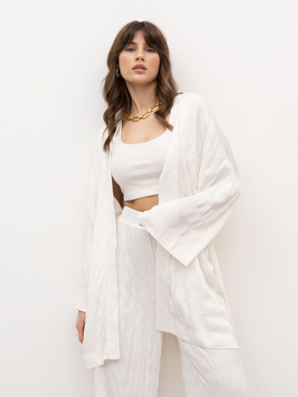 Marthaqiqi-Conjunto de ropa de dormir holgada para mujer, pijama Sexy con cuello en V, manga larga, Camisón con cordones, pantalones informales