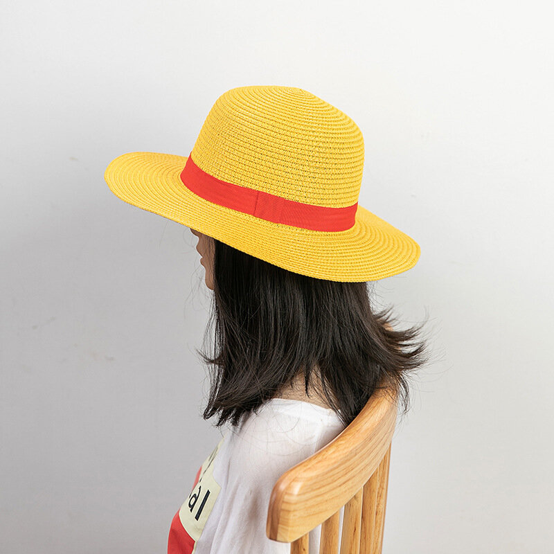 Słomkowy kapelusz Anime rekwizyt Cosplay czapka Luffy do odgrywania ról akcesoria występ na scenie dla dorosłych kapelusz przeciwsłoneczny Unisex