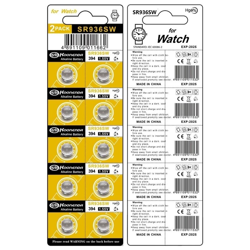 Pilas de botón de 1,55 V, AG9, LR936, 394, SR936SW, CX194, LR45, G9A, 194, 394A, SR936, L936F, batería remota para reloj de monedas, juguetes, 2 uds.-50 Uds.