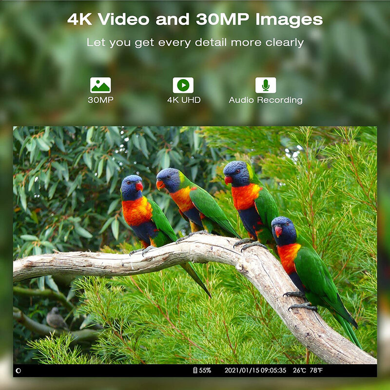 Kamera Jejak Aplikasi Video Langsung 4K/2K Layanan Awan 4G Seluler 30MP Kamera Berburu Media Streaming Langsung Visi Malam HC900PRO