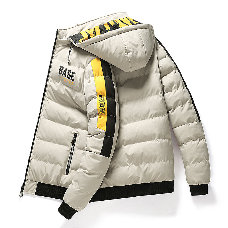 Jaket pria musim gugur musim dingin, jaket katun hangat nyaman dipertebal dengan topi M-5XL bisa dilepas baru 2023