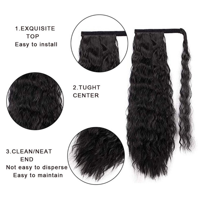 Wig Ponytail Velcro Corn Hair Ponytail Wrap Around Long Curly Hair Wave High Ponytail