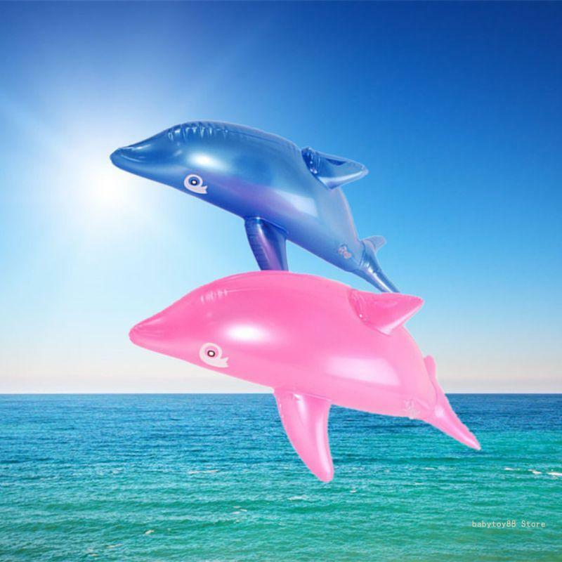Y4UD Mainan Air Apung Keselamatan Kolam Renang Lumba-lumba Tiup untuk Mainan Anak-anak Perlengkapan Pantai Pesta Ulang Tahun