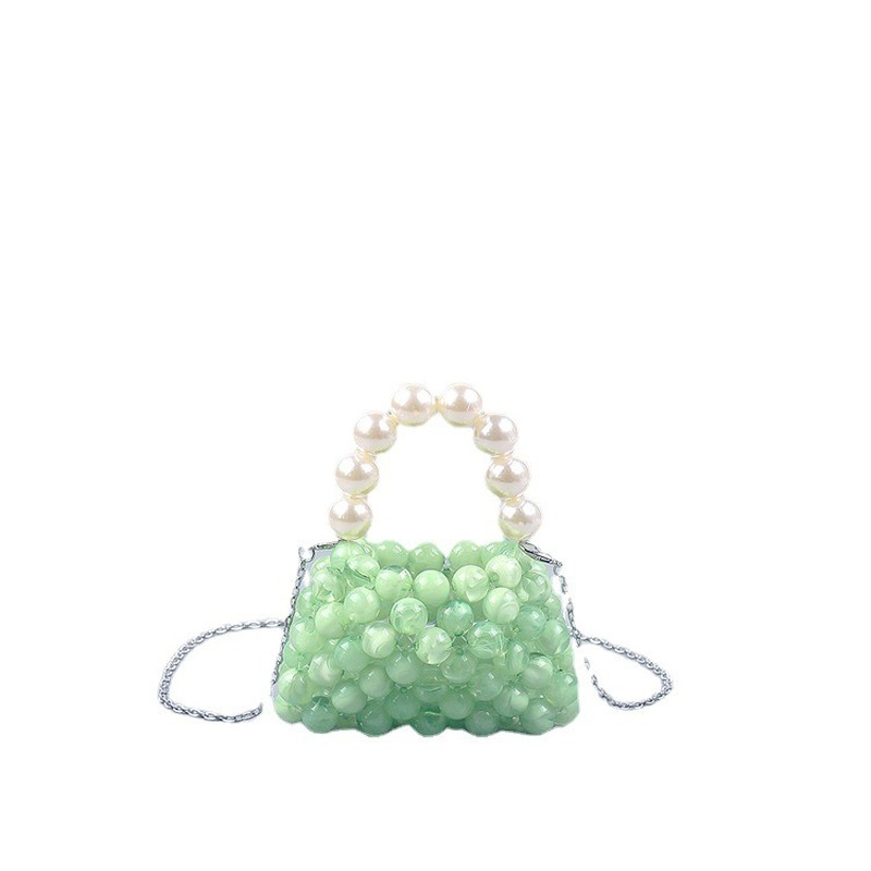 Mini bolso cruzado con cuentas acrílicas para mujer, cartera pequeña hecha a mano con perlas de Color Macaron, novedad de verano, 2022