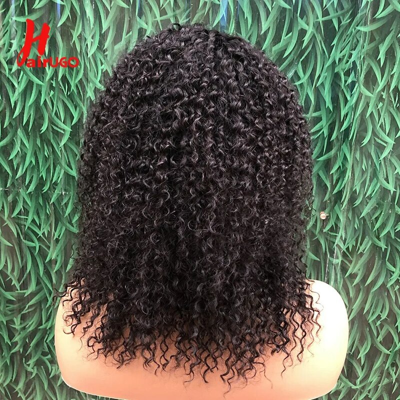 Wig rambut manusia keriting renda bagian samping Wig Frontal untuk wanita Wig rambut manusia keriting Brasil Remy 14 inci 180%