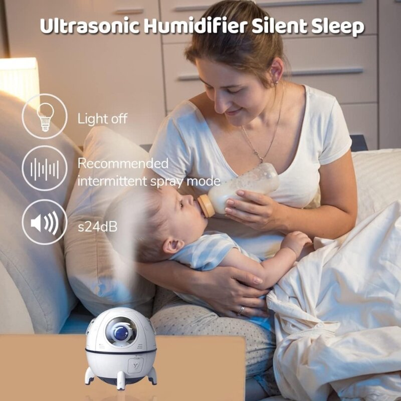 Humidificateur d'air portable à ultrasons avec lumière LED, capsules spatiales mignonnes, USB, brume fraîche, maison, chambre à coucher, 220ml