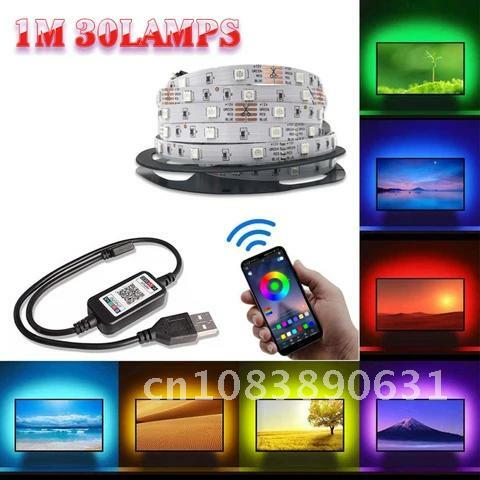 Cinta de luces LED Flexible con USB, cinta de diodo de retroiluminación para pantalla de escritorio, TV, Acc, 5050, 5V