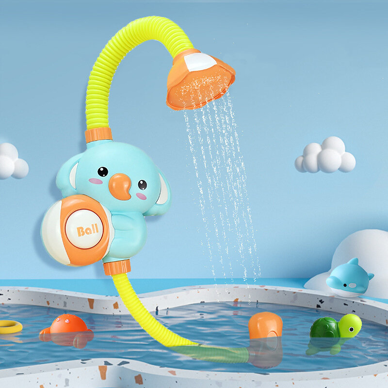 Juguetes eléctricos de ducha de elefante para niños, grifo de agua pulverizada para baño de bebé, rociador de bañera exterior, ventosa fuerte