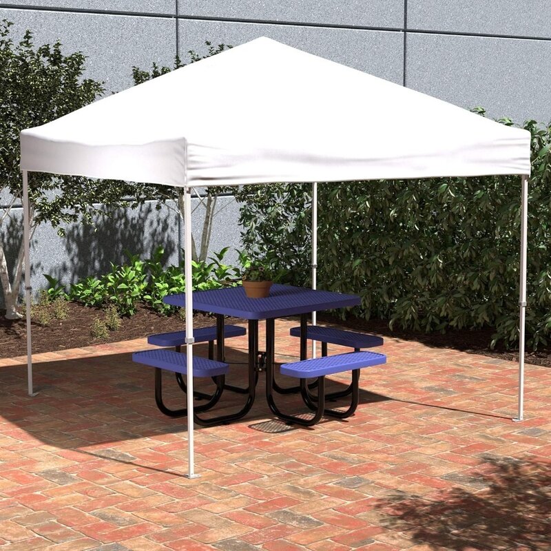 Outdoor Pop Up Canopy with Wheeled Carry Bag, 10x10 ft, 8 Pegs and 4 Ropes, 4 Weighted Bags, White