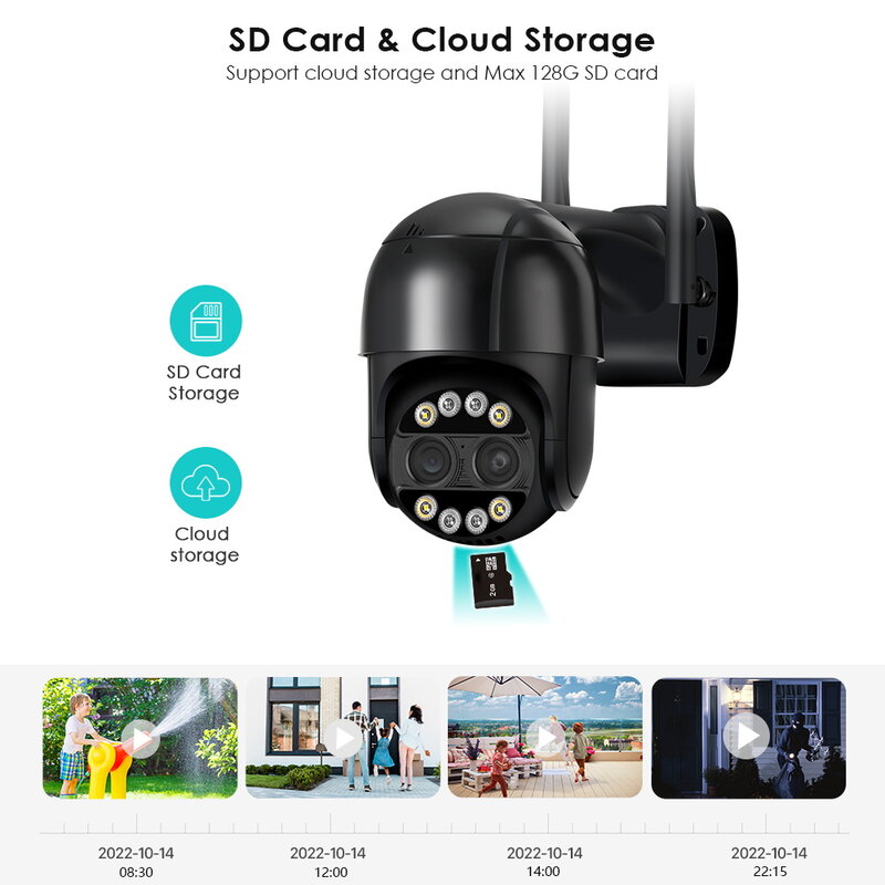 Caméra de Surveillance PTZ IP WiFi 4K, 2.8mm + 12mm, double objectif, Zoom hybride 8X, détection humaine, Audio P2P, 4mp, sécurité